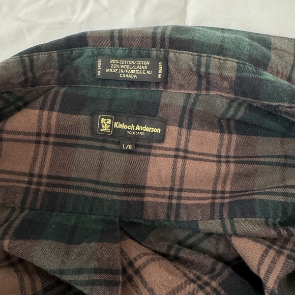 Men's Kinloch Anderson Scotland L Wool Cotton Blend Tartan Flannel Button Down - Picture 7 of 8